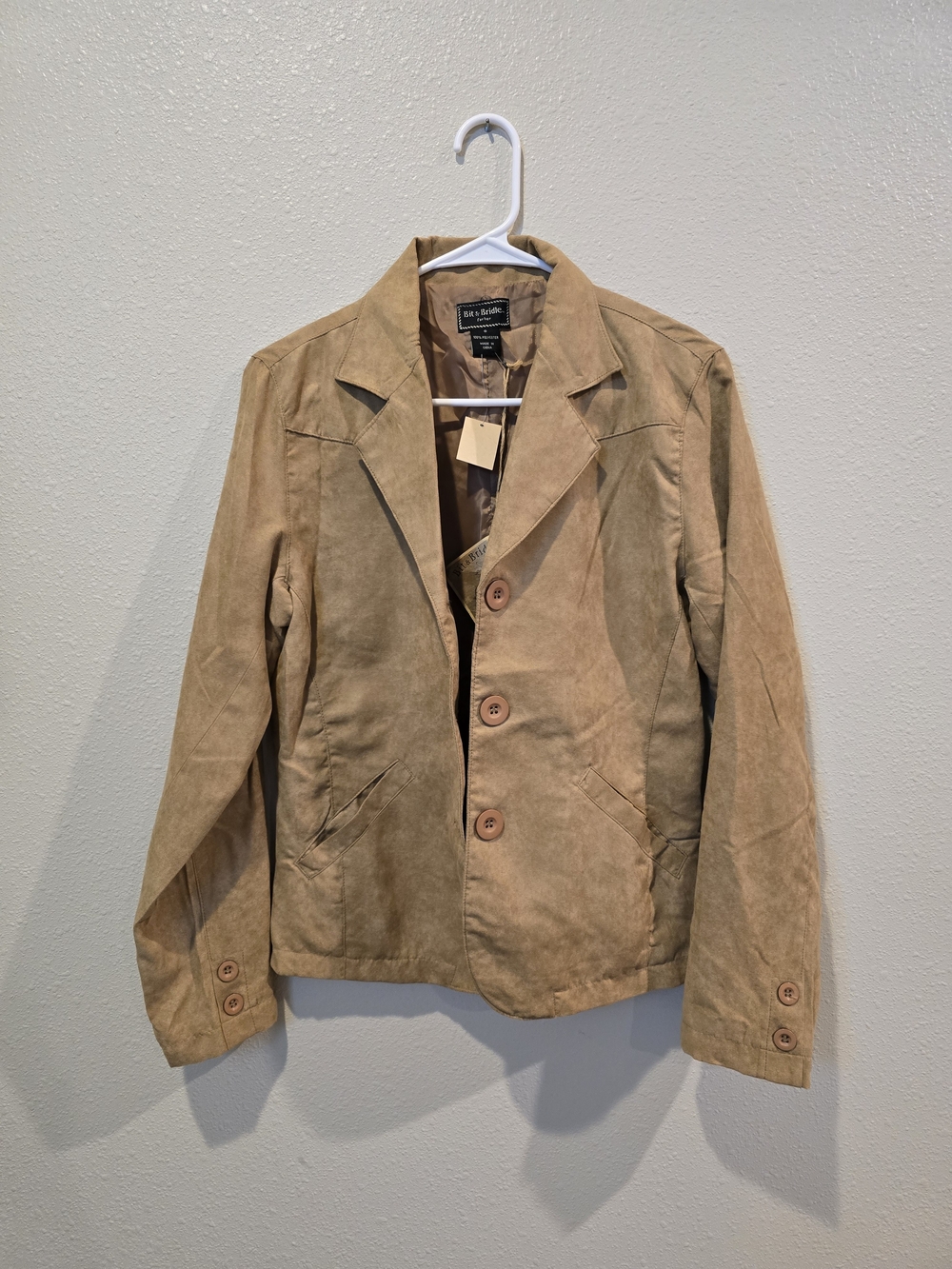 Bit & Bridle Tan Suede Button Jacket